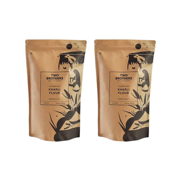 Two Brothers Khapli Wheat Atta, Stoneground - Pack of 2