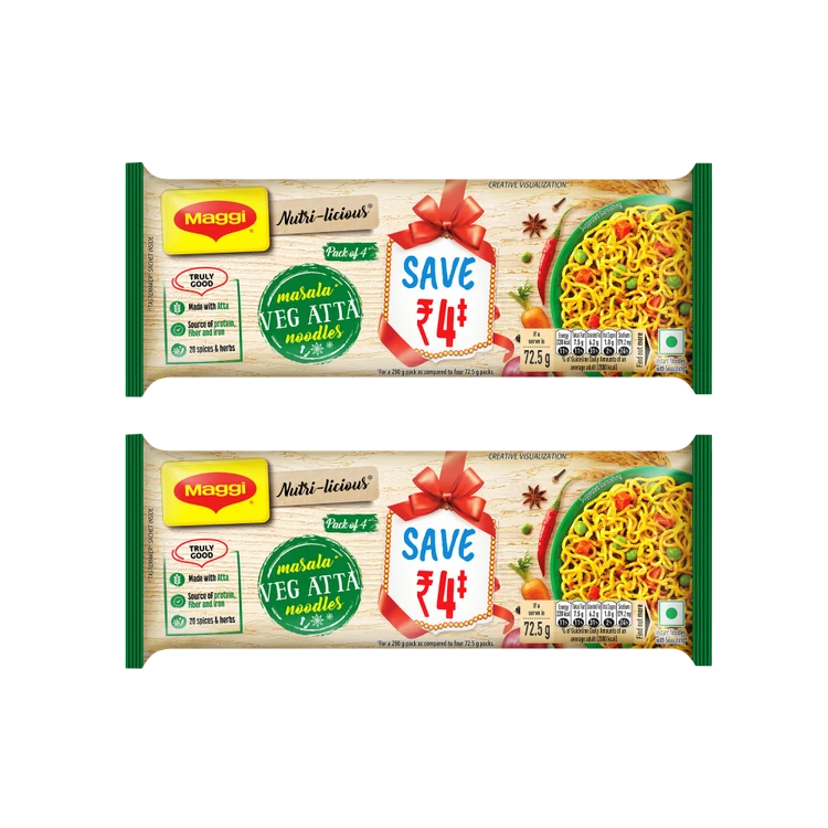 Maggi Nutri-licious Masala Veg Atta Noodles - Pack of 2