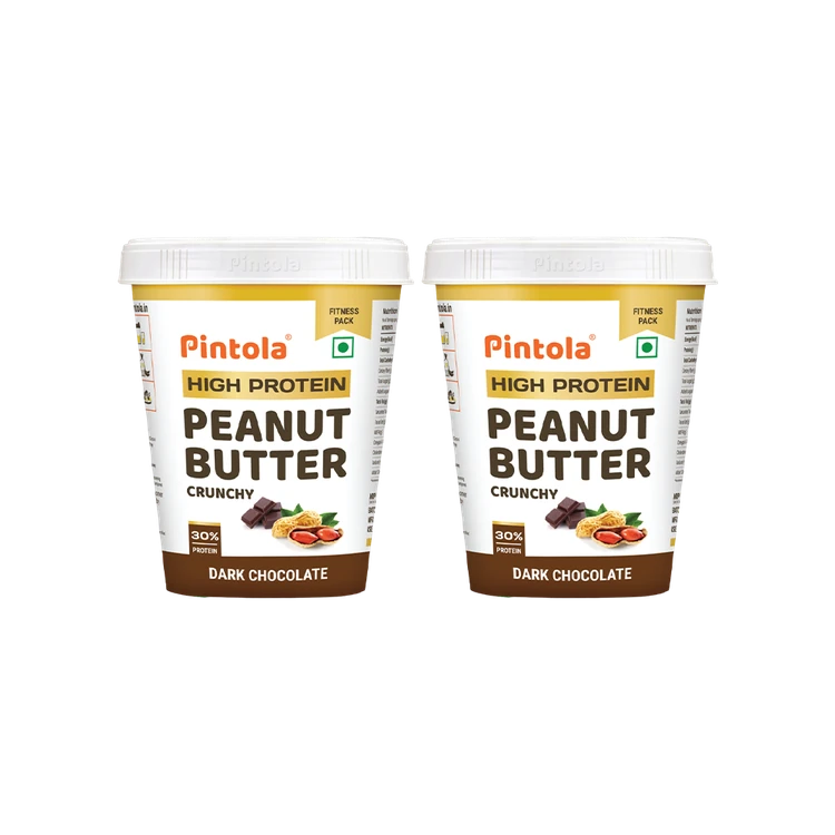 Pintola High Protein Dark Chocolate Crunchy Peanut Butter - Pack of 2