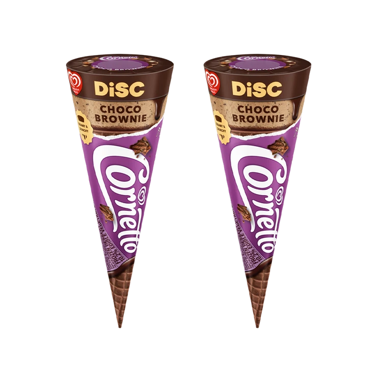 Kwality Walls Cornetto Choco Brownie Frozen Dessert Cone - Pack of 2