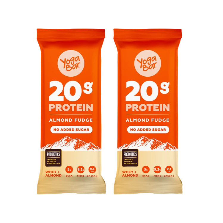 Yoga Bar 20g Protein Almond Fudge Protein Bar (No Added Sugar) - Pack of 2