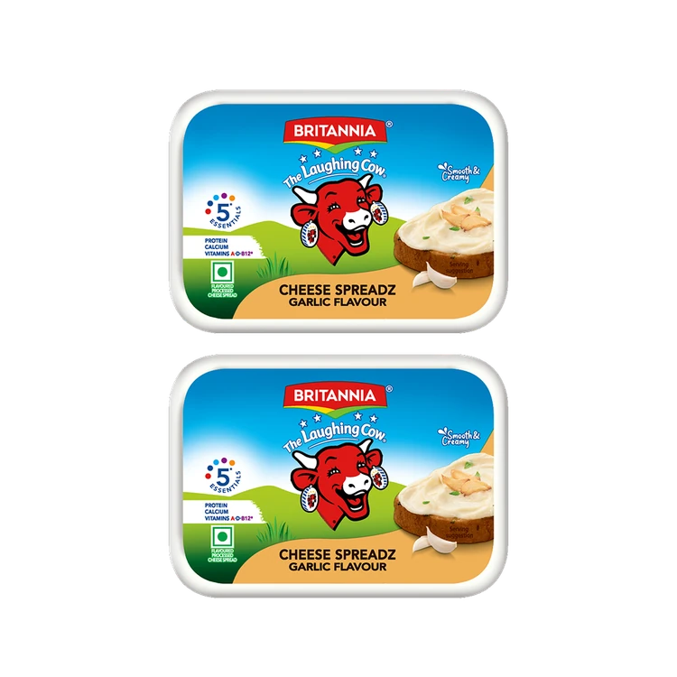 Britannia Laughing Cow Roasted Garlic Cheese Spread - Pack of 2