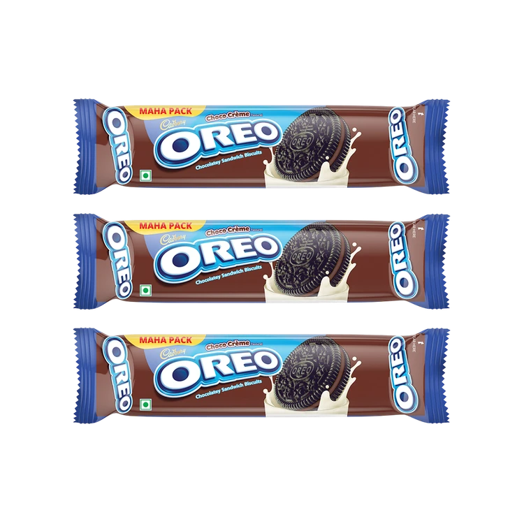 Cadbury Oreo Chocolate Flavour Sandwich Cream Biscuits - Pack of 3