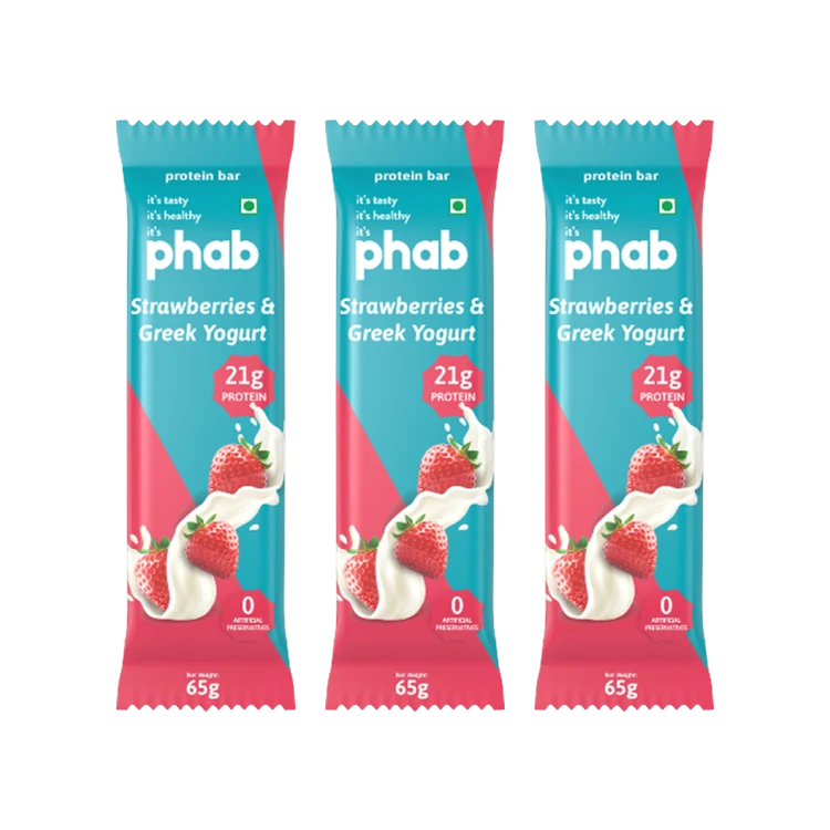 Phab 21g Protein Strawberry and Greek Yogurt Protein Bar - Pack of 3