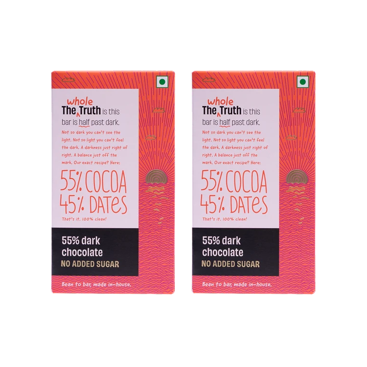 The Whole Truth 55% Dark Chocolate Bar - Pack of 2