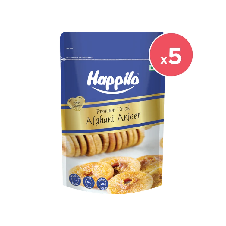 Happilo Premium Dried Afghani Anjeer - Pack of 5 (Anjeer / Atthi Hannu)