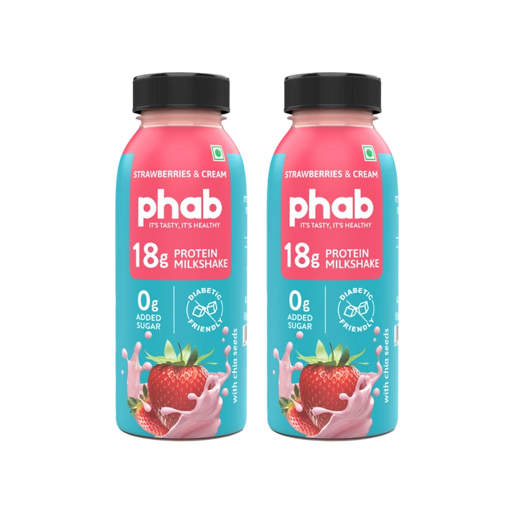Phab Strawberries & Cream Protein Milkshake (Diabetic Friendly)