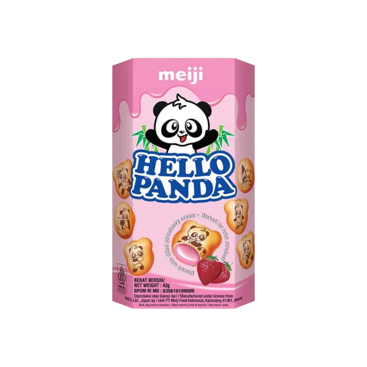 Meiji Hello Panda Strawberry Flavour Center Filled Biscuits