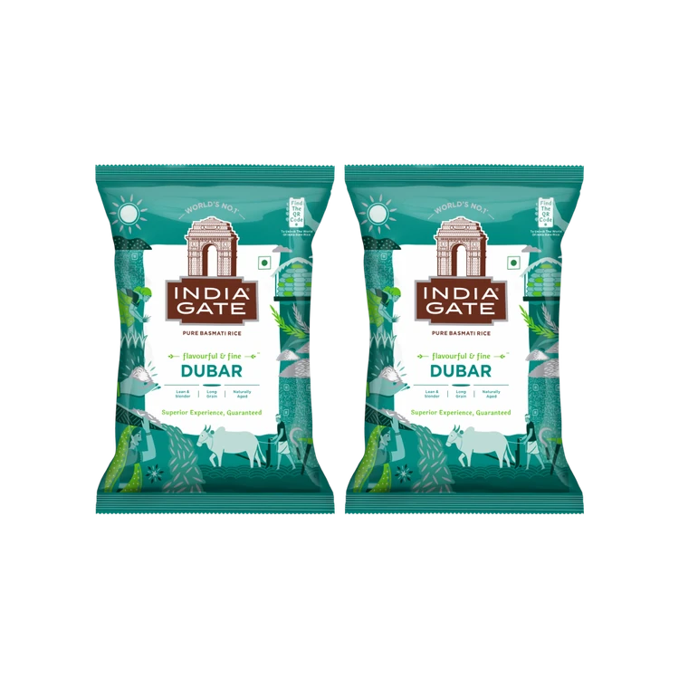 India Gate Dubar Basmati Rice (Long Grain) - Pack of 2 (Dubar Basmati Akki)