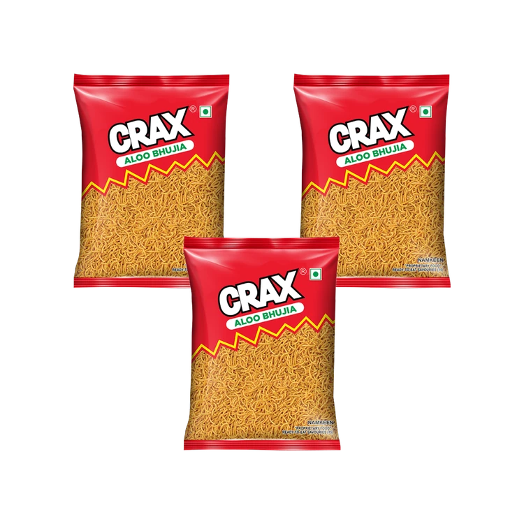 Crax Aloo Bhujia Namkeen Snacks - Pack of 3