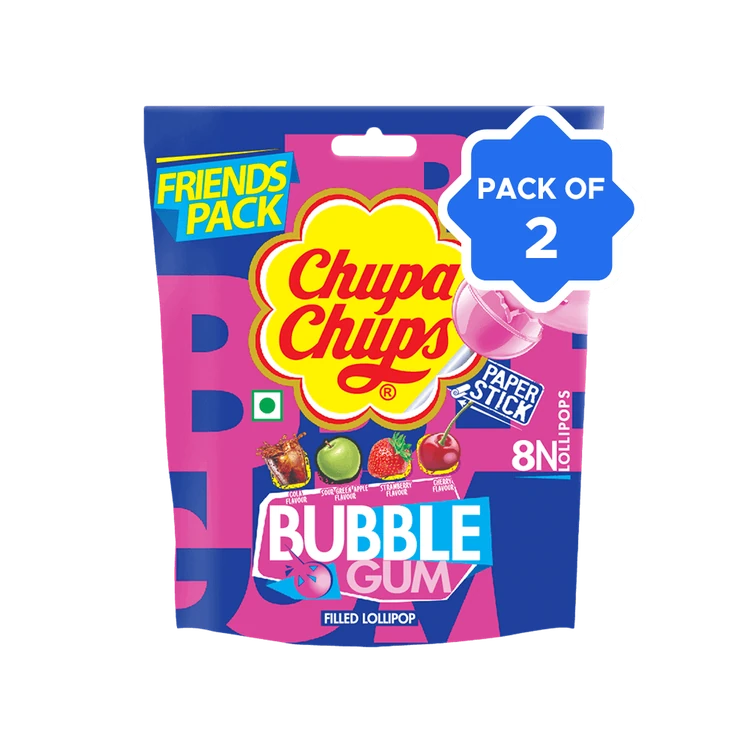 Chupa Chups Bubble Gum Lollipop (Friends Pack) - Pack of 2