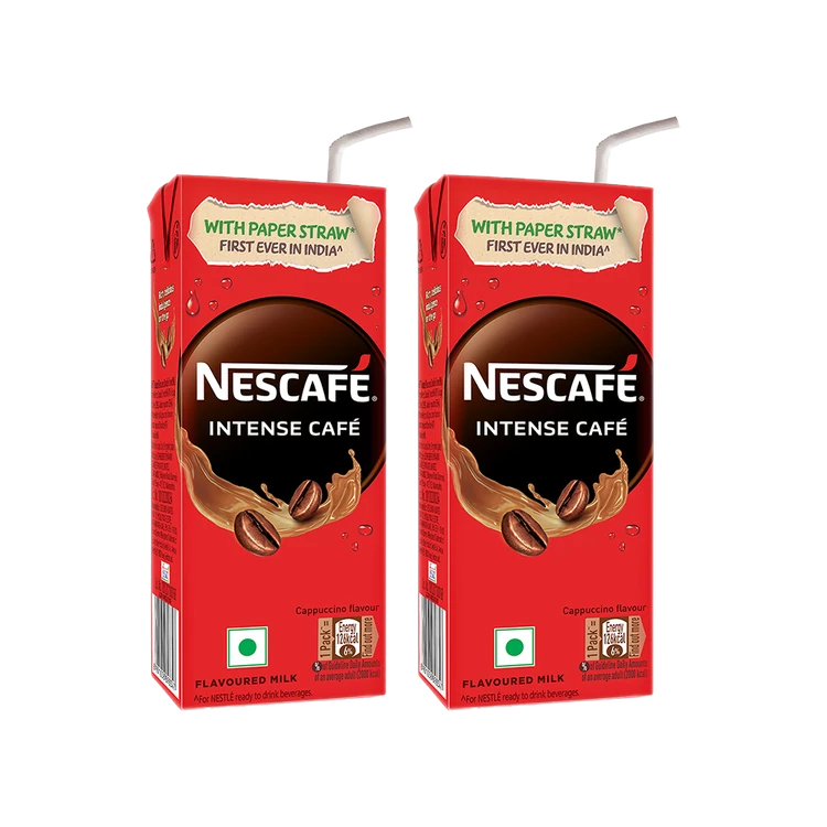 Nescafe Ready to Drink Coffee Flavoured Milk (Intense Cafe, Cappucino) - Pack of 2