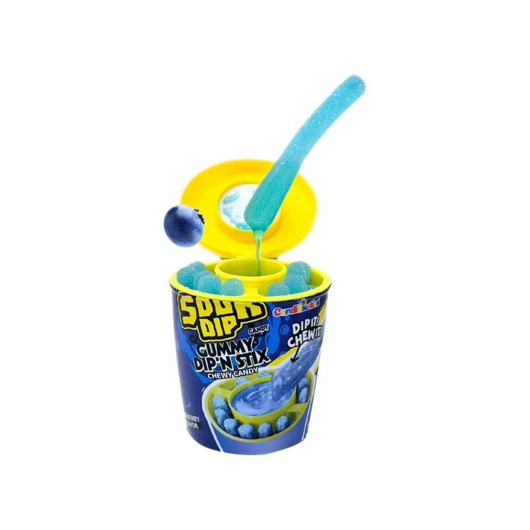 CandiExotics Sour Dip'N Stix Gummy Candy - Blueberry