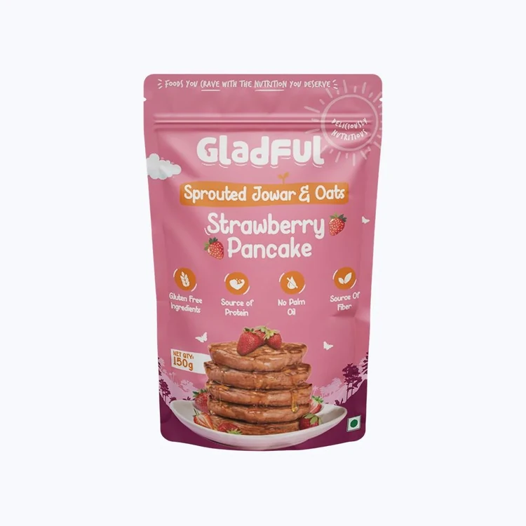 Gladful Strawberry Pancake Mix with Jowar and Oats