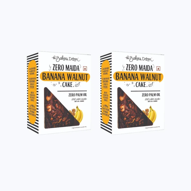 The Baker's Dozen Zero Maida Banana Walnut Pound Cake, Whole Wheat - Pack of 2