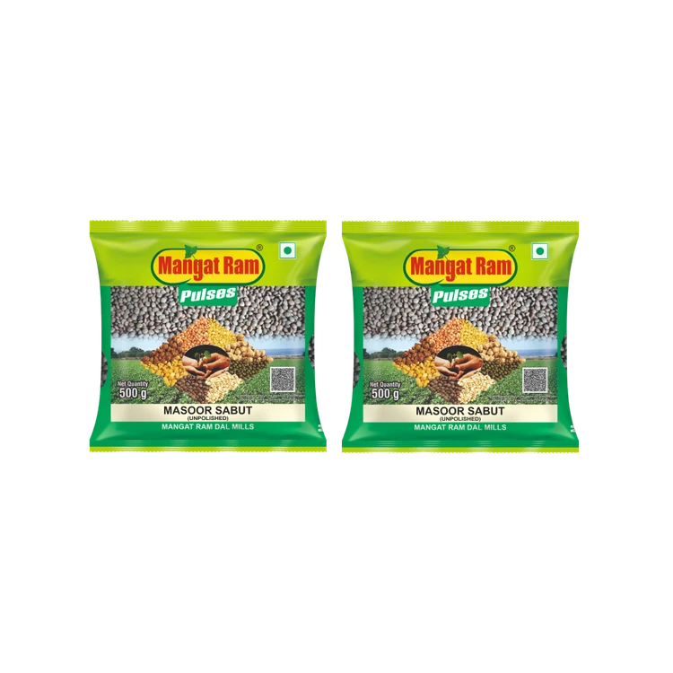 Mangat Ram Unpolished Masoor Dal Sabut - Pack of 2 (Masoor Bele)
