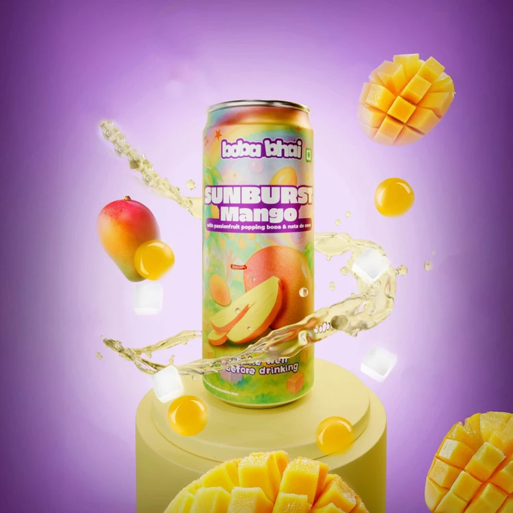 Boba Bhai Mango Fruit Drink with Popping Boba & Nata De Coco
