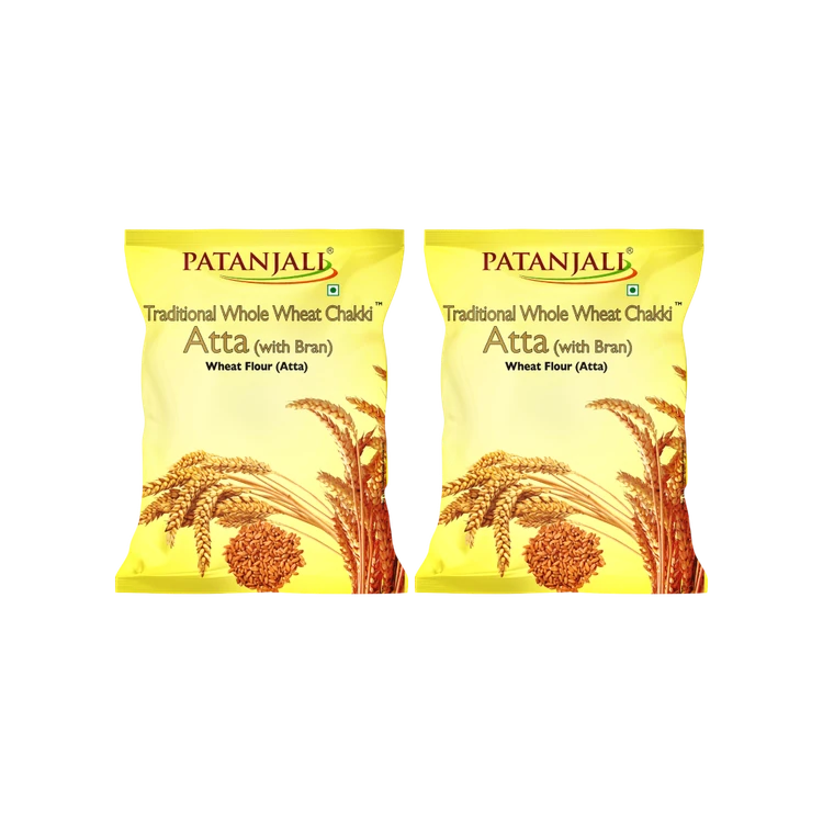 Patanjali Whole Wheat Chakki Atta (with Bran) 5 kg - Pack of 2