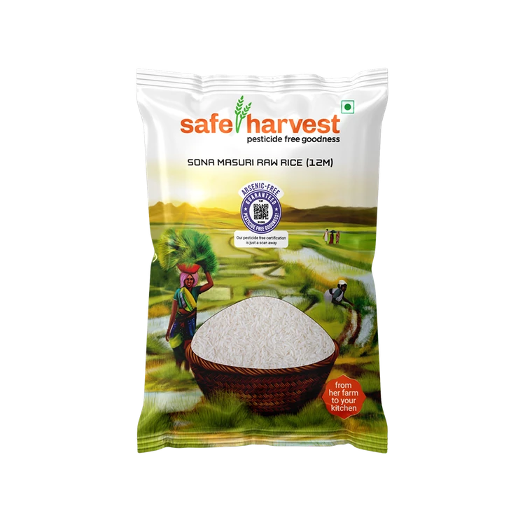 Safe Harvest Pesticide-Free Raw Sonamasuri Rice