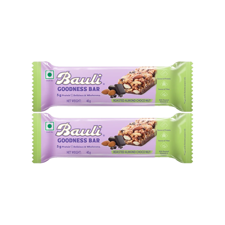Bauli Roasted Almond Choco Nut Goodness Energy Bar - Pack of 2