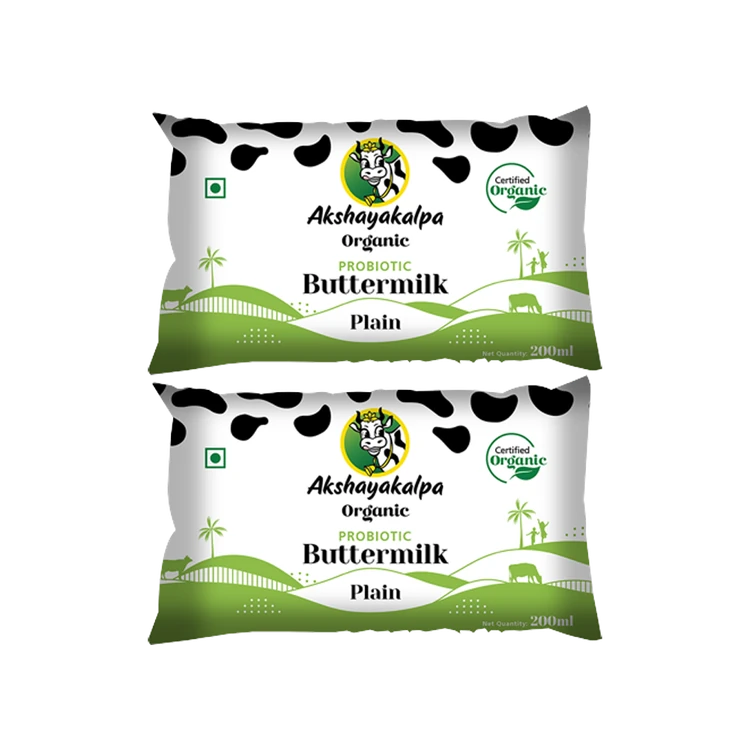 Akshayakalpa Organic Unsalted Buttermilk - Pack of 2