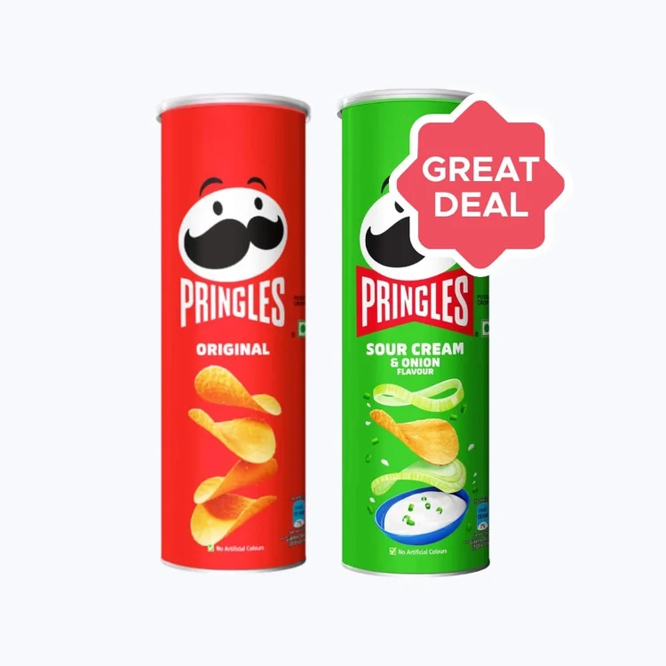 Pringles Sour Cream & Onion Potato Chips + Pringles Original Potato Chips Combo