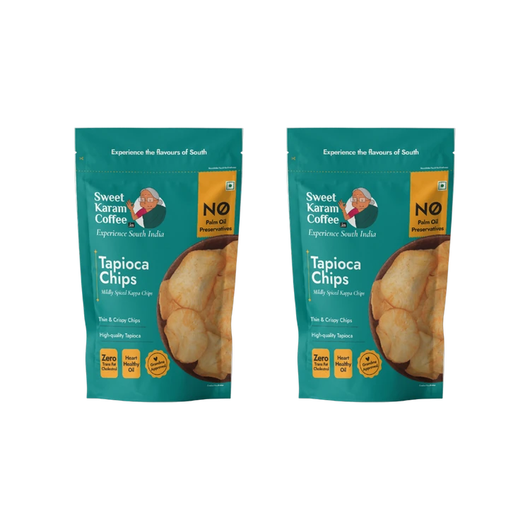 Sweet Karam Coffee Tapioca Chips - No Palm Oil - Pack of 2