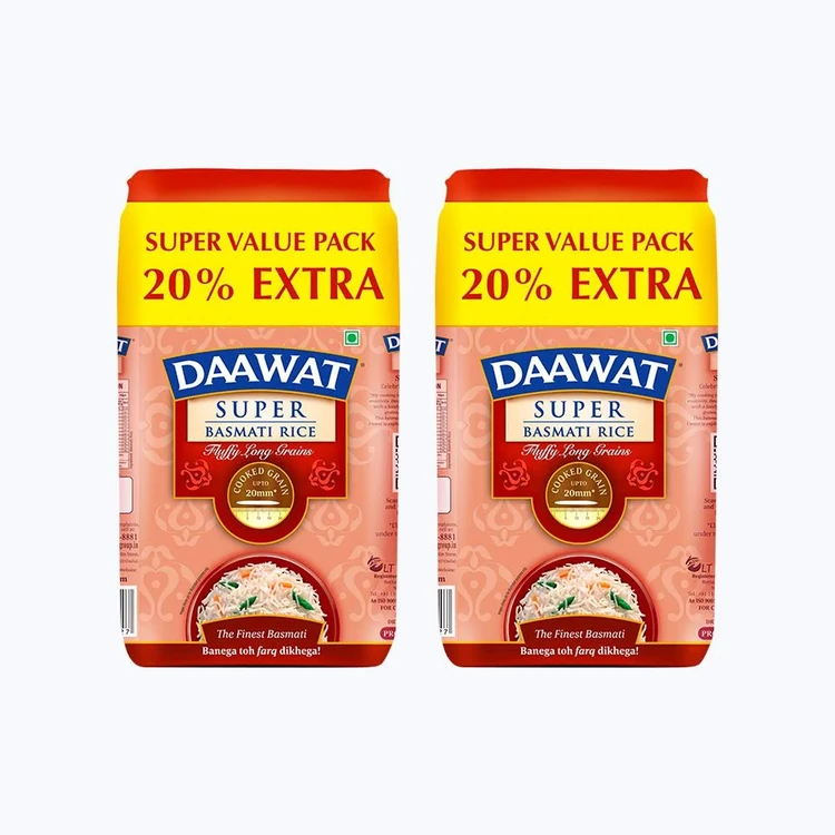 Daawat Super Basmati Rice (Long Grain) - Pack of 2
