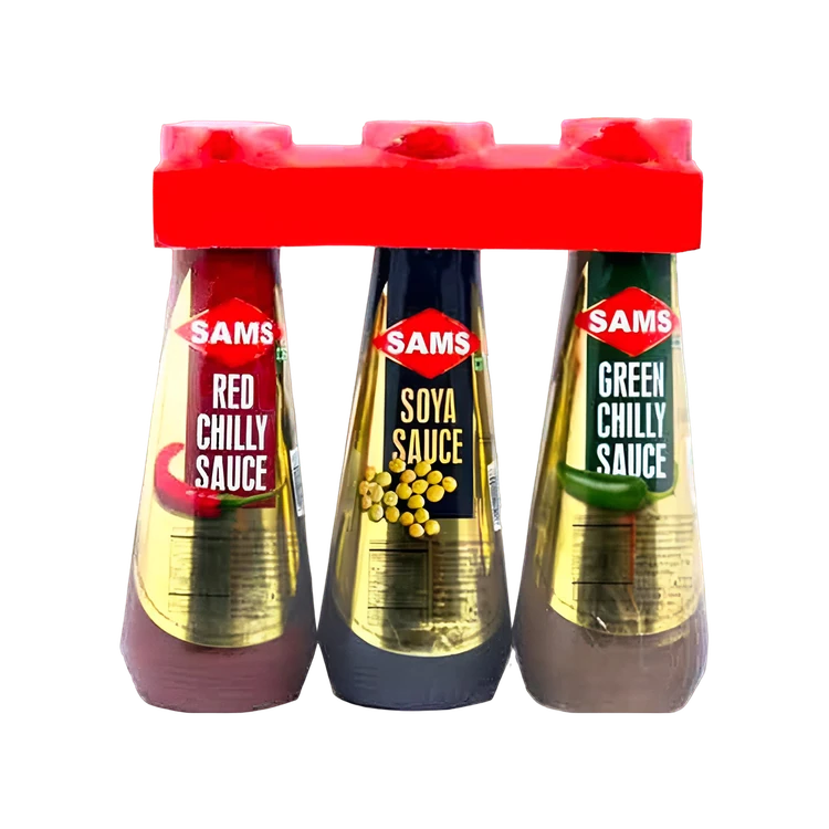 Sams Red Chilli Sauce + Soy Sauce + Green Chilli Sauce