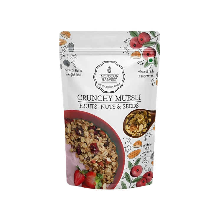 Monsoon Harvest Crunchy Muesli with Fruits, Nuts and Seeds