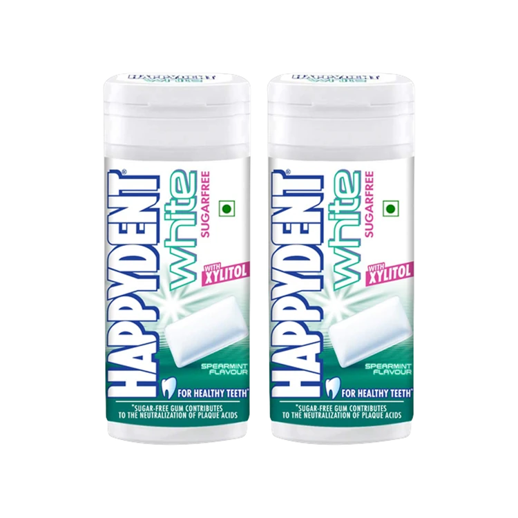 Happydent White Spearmint Sugar Free Chewing Gum - Pack of 2
