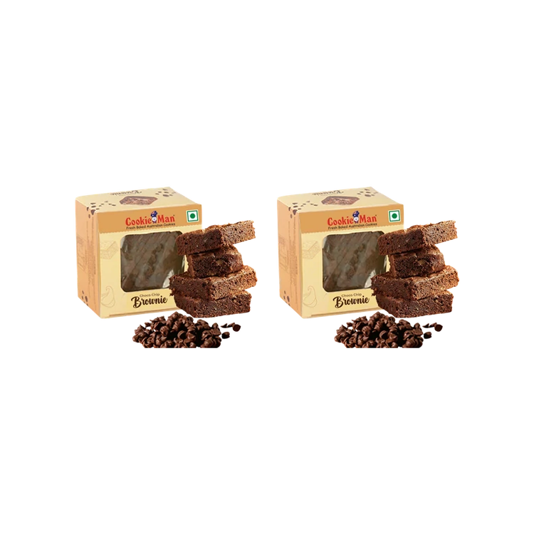 Cookieman Choco Chip Chocolate Eggless Brownie - Pack of 2