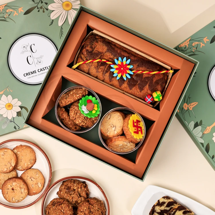 Creme Castle Rakhi Special Teacake & Cookies Hamper