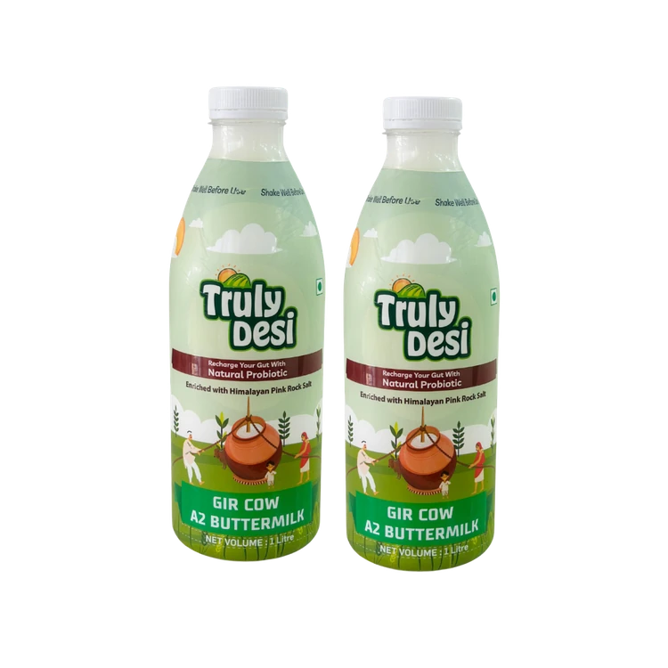 Truly Desi Gir Cow A2 Salted Buttermilk - Pack of 2