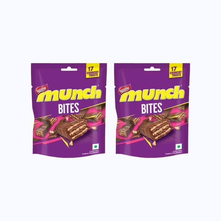 Nestle Munch Bites Coated Crunchy Wafer Chocolate Pack - Pack of 2