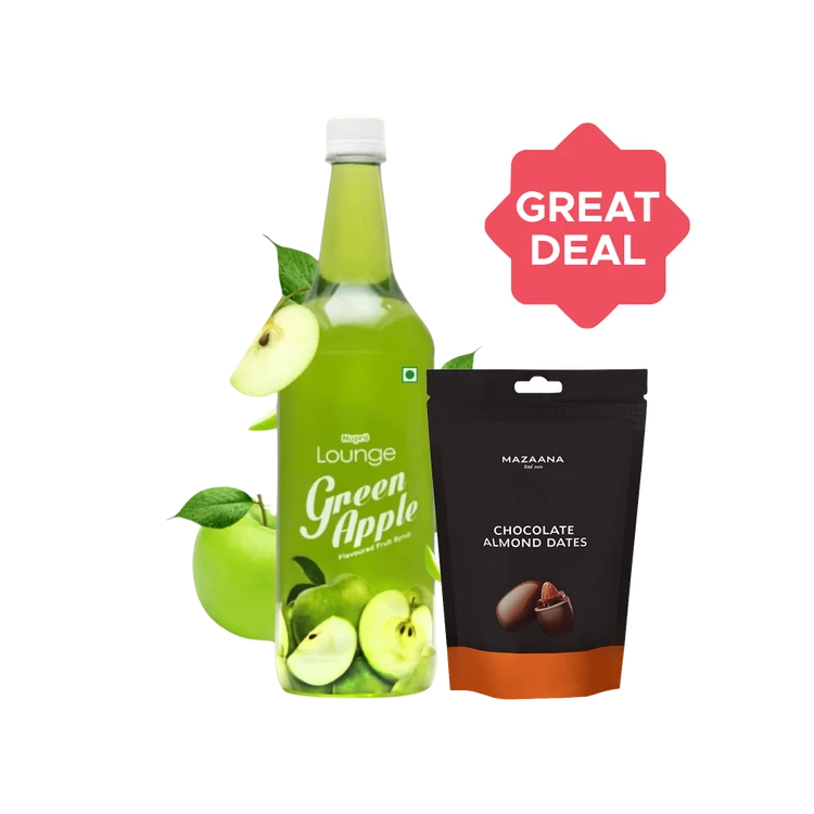 Mapro Lounge Green Apple Cocktail Mix + Mapro Mazaana Almond Dates Chocolate Combo