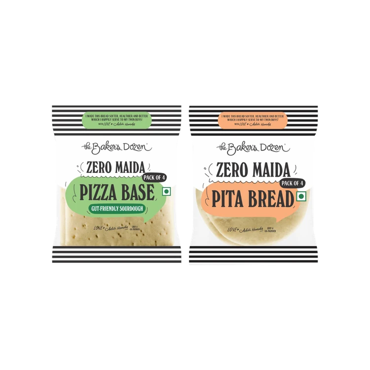 The Baker's Dozen Baker's Dozen Pita Bread (100% Whole Wheat) + Baker's Dozen 100% Wholewheat Pizza Base Combo