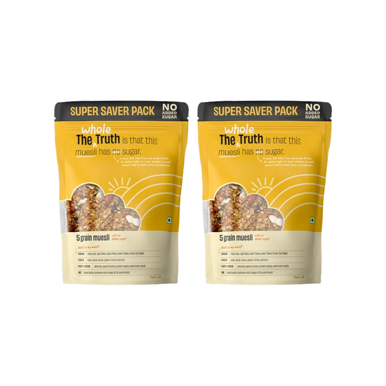 The Whole Truth 5 Grain Muesli with No Added Sugar - Pack of 2