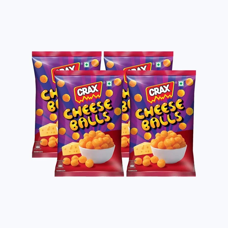 Crax Cheese Balls Puff Snacks - Pack of 4