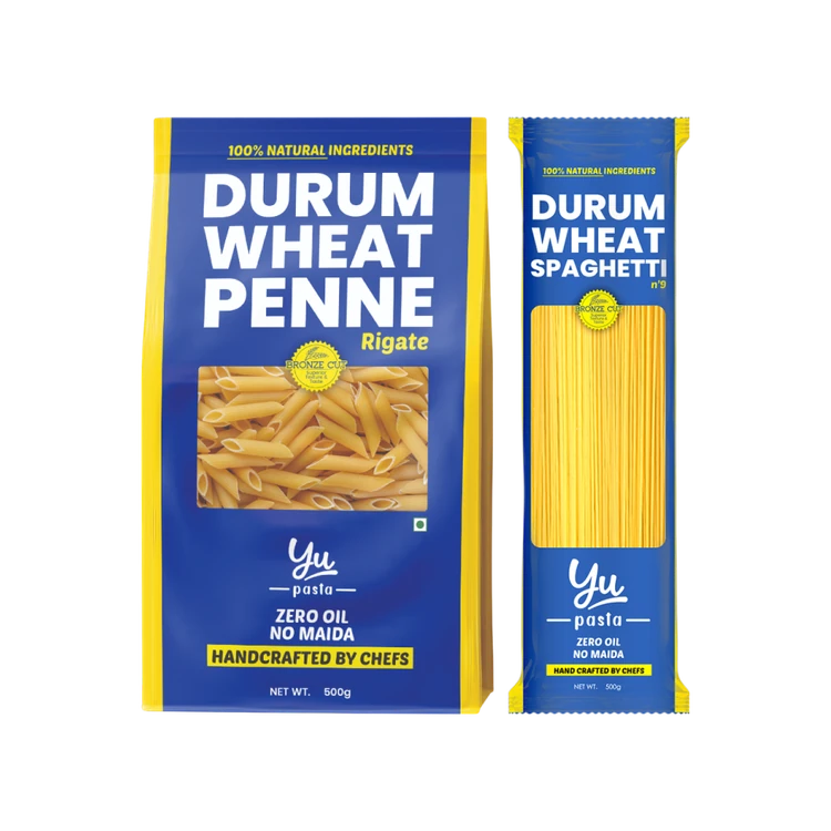 Yu 100% Durum Wheat Penne Pasta +  100% Durum Wheat Spaghetti Pasta Combo
