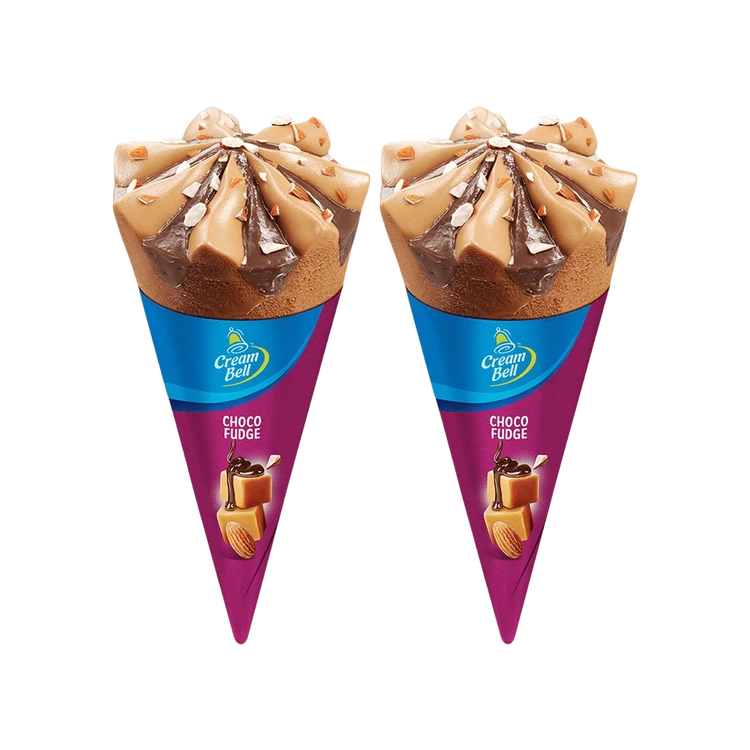 Cream Bell Choco Fudge Frozen Dessert Cone - Pack of 2