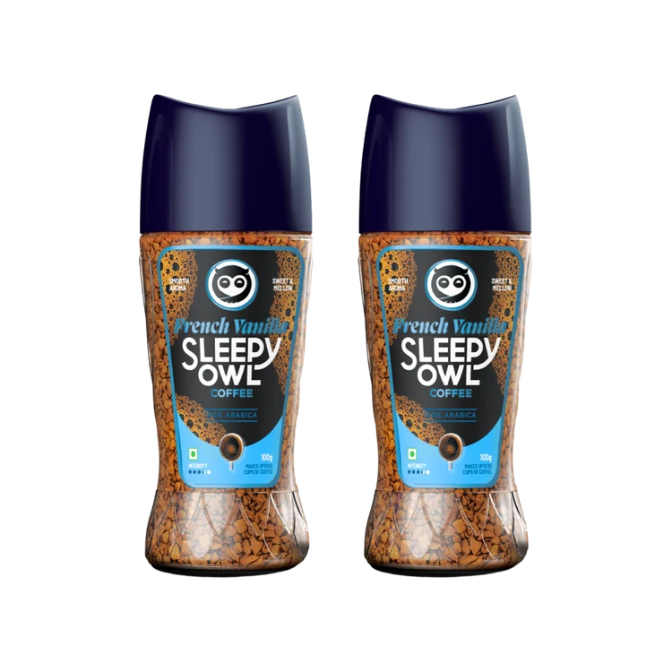Sleepy Owl French Vanilla 100% Arabica Instant Flavoured Coffee - Pack of 2