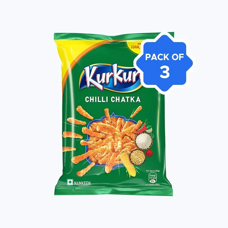 Kurkure Chilli Chatka Crisps - Pack of 3