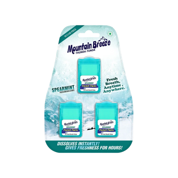 MOUNTAIN BREEZE Sugar Free Spearmint Breath Strips