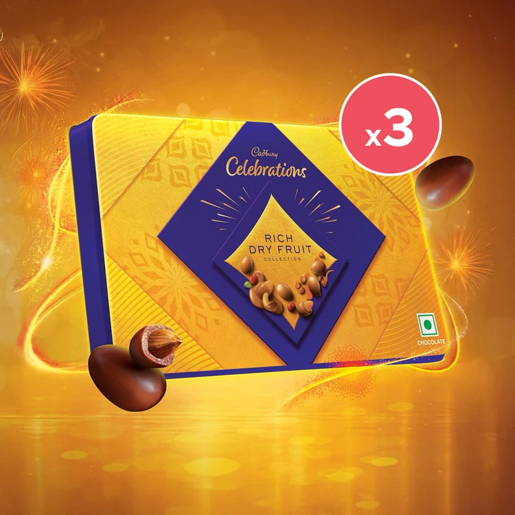 Cadbury Celebrations Rich Dry Fruit Collection Diwali Chocolate Gift Pack - Pack of 3