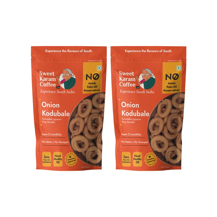 Sweet Karam Coffee Onion Kodubale/ Chakli, - No Palm Oil - Pack of 2