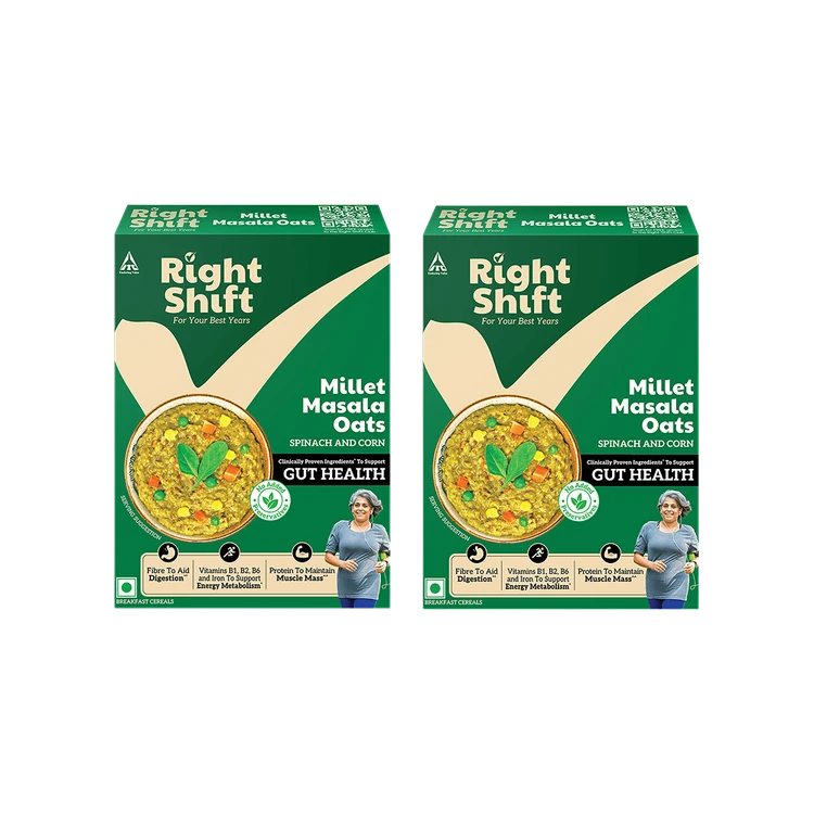 Right Shift Spinach and Corn Millet Masala Flavoured Oats - Pack of 2