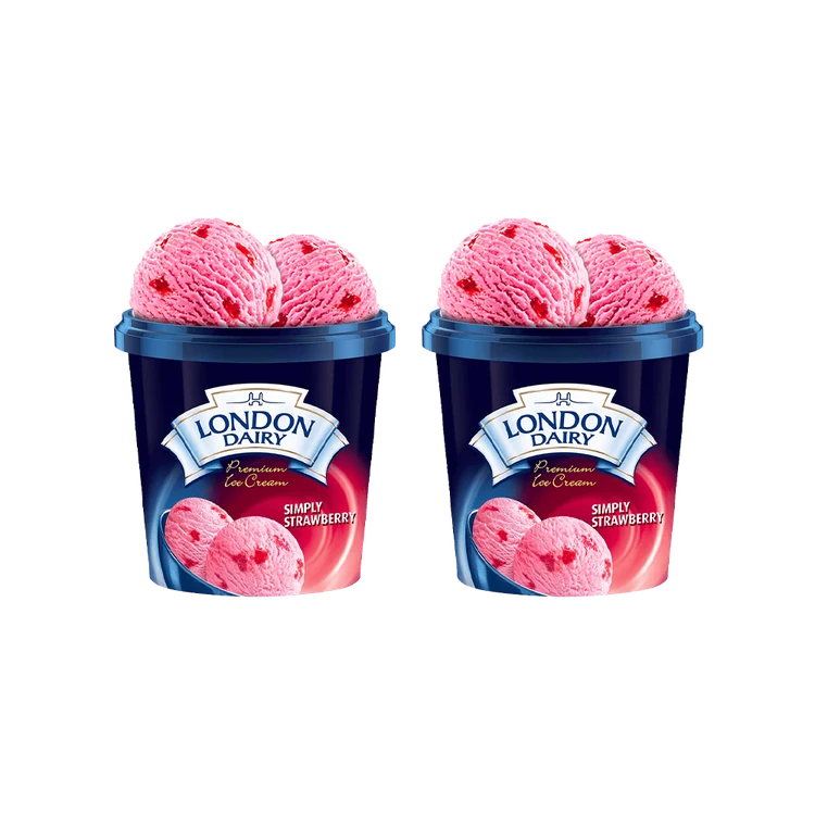London Dairy Simply Strawberry Ice Cream Cup - Pack of 2