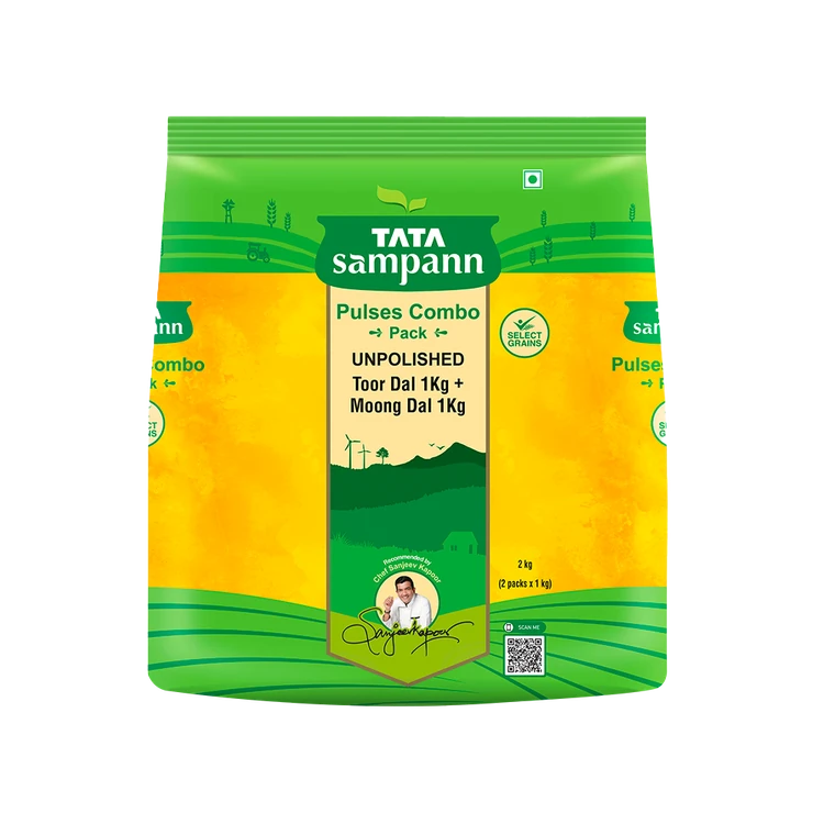 Tata Sampann Unpolished Toor Dal/Arhar Dal + Moong Dal Combo Pack (Hesaru Bele)