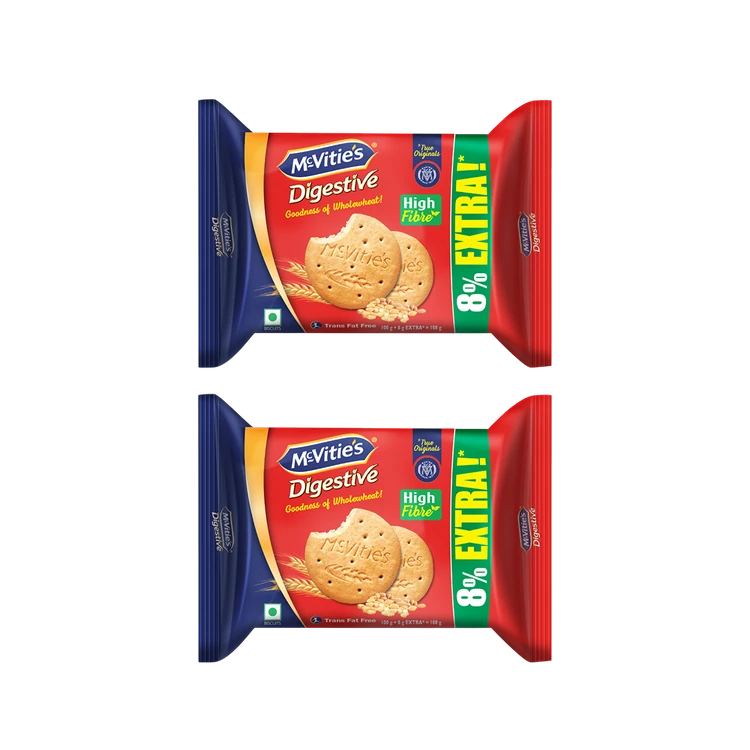 McVitie's Digestive High Fibre Biscuit - Buy 4 Get 1 Free - Pack of 2